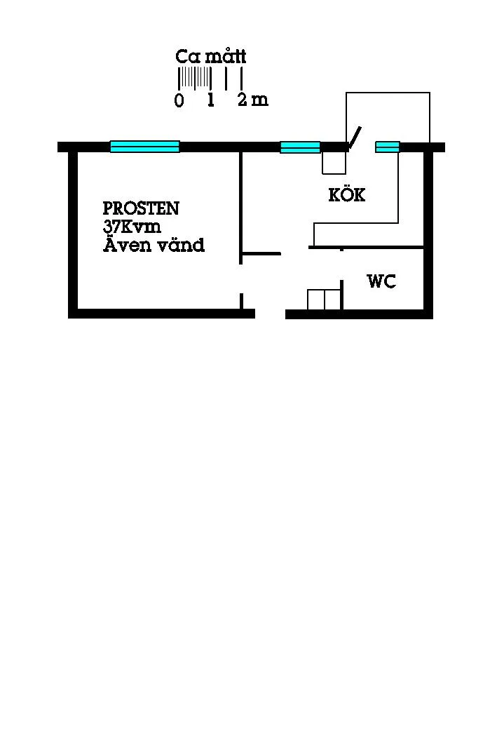 Planlösning – 1 rum och kök